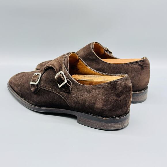 Suitsupply Shoes Mens 7 Brown Suede Double Monk Strap Cap Toe Dress Casual main image 4